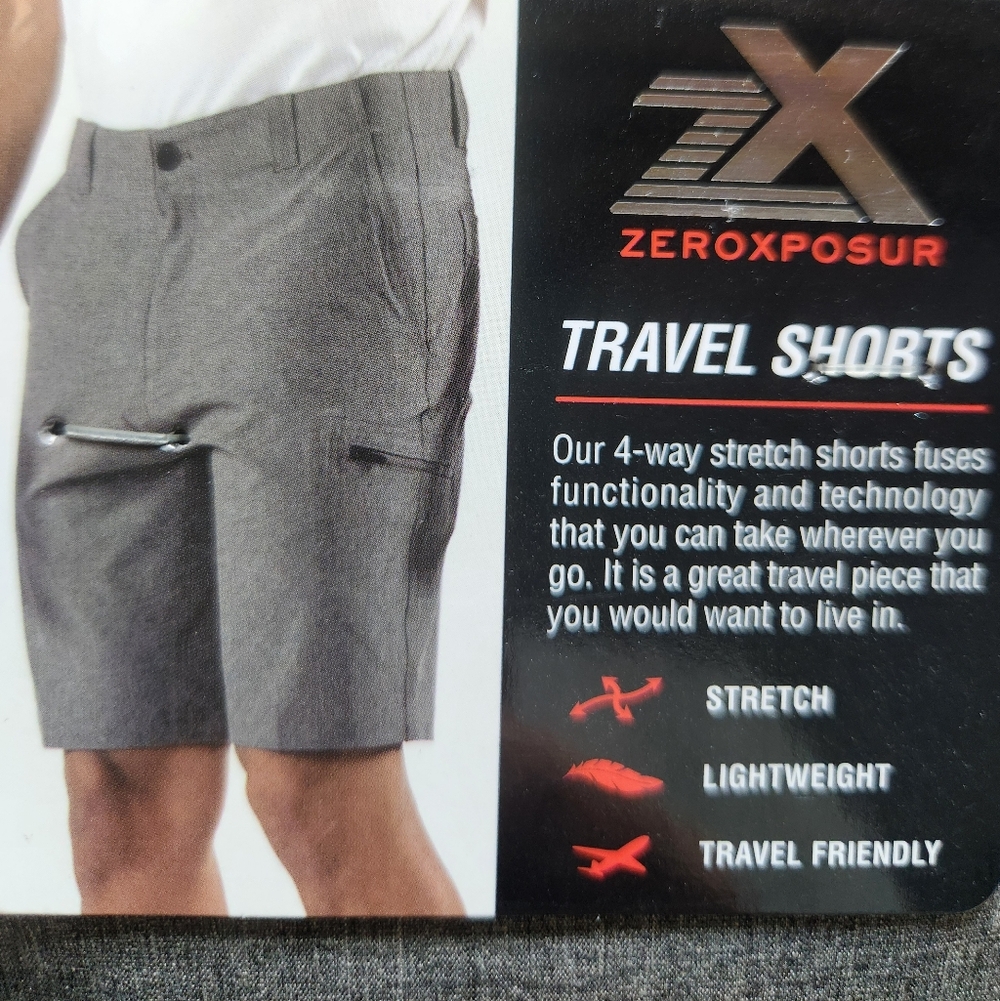 ZeroXposur Men’s Gray Hybrid Travel Shorts